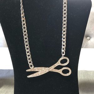 Silver scissor necklace